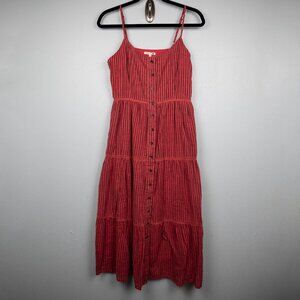 Sundry pink stripe tiered midi dress-2